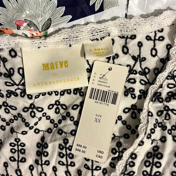 Maeve Cammie peplum top white & black eyelet XS NWT fairy dainty - Picture 5 of 12